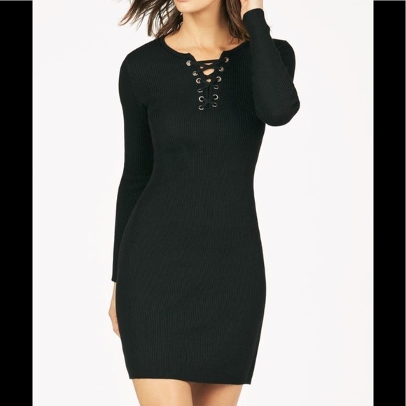 Black Long Sleeve Sweater Dress Y2K - Picture 3 of 4